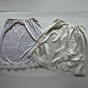 Vintage Cream lace Slip - Half Slip - Vintage Wedding- Slip Skirt Lot Of 2 Satin